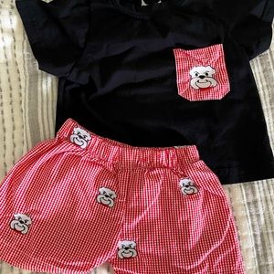 Two piece short outfit-12mo- GA Bulldogs